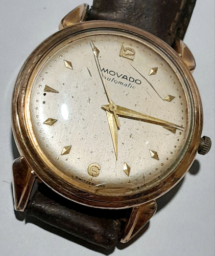 Reloj Movado Automático Antiguo Plaque Oro 35 Mm 17 Jewels