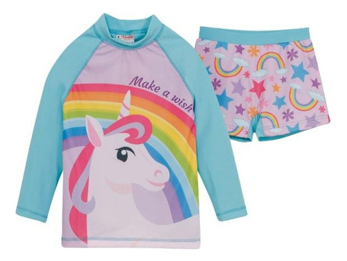 Remera Conjunto Unicornio Con Filtro Uv 50 Manga Larga