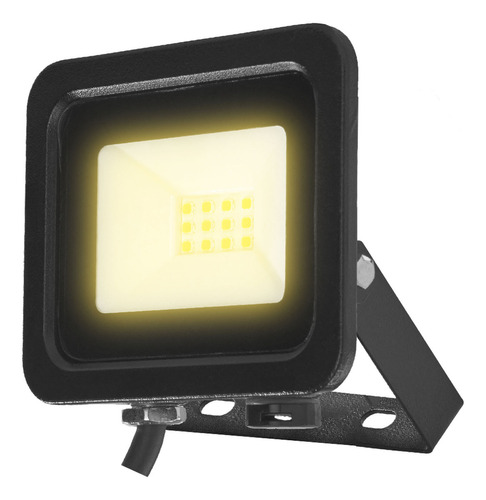 Reflectores Led Illux Rl-3610.n30 Para Exteriores Impermeable Ip65 Cubierta De Vidrio Templado Luz Cálida 900 Lm Multivoltaje 100 - 277 V~ 10 Watts Negro