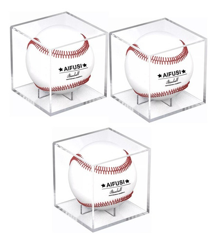 3 Exhibidores Transparentes Porta Pelotas Beisbol Baseball