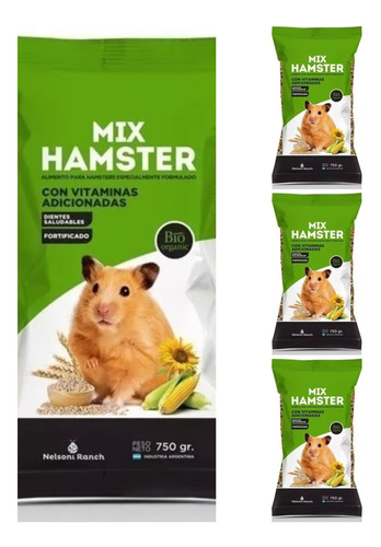 Alimento Mezcla Hamster Jerbo Topo Ruso X 750 G X 4 Unidades