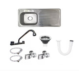 Kit Fregadero/tarja Cocina Inoxidable Cal 22 Y Accesorios 