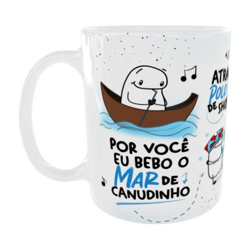 Caneca Personalizada Por Você Eu Bebo Mar Canudinho - Flork