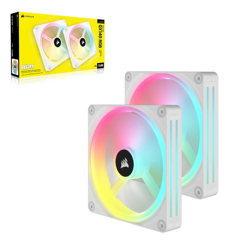 Kit De 2 Ventiladores Corsair Icue Link Qx140 140 Rgb Blanco