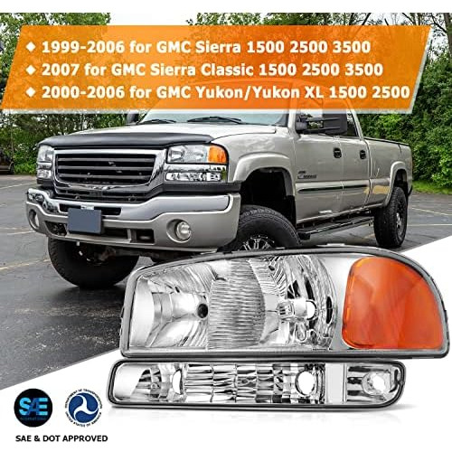 Conjunto De Faros Delanteros Gmc Sierra 1500 1999-2006,... Foto 2