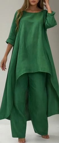 Conjunto De Pantalones 2 Piezas Algodón Lino Irregular