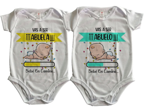 Pañaleros Dúo Personalizados Anunciar Embarazo Abuelos