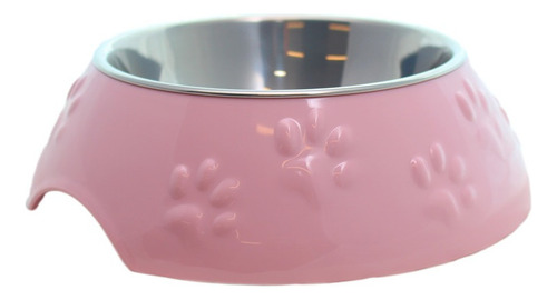 Plato Huellitas Rosado Para Perro M Mascan Color Rosado