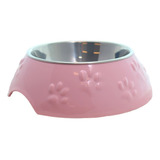 Plato Huellitas Rosado Para Perro M Mascan Color Rosado