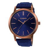 Reloj Fashion Casio Ltp-e118rl-2adf Pulso Cuero Para Mujer Color De La Correa Azul Color Del Fondo Azul