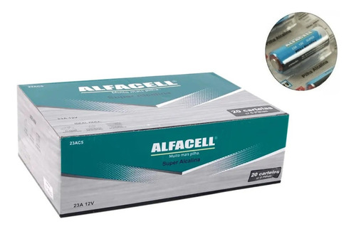 Pilha Alfacell Alcalina 23a 12v Cx 100 Uni Controle Portão