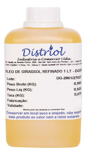 Oleo Vegetal De Girassol Refinado 100% Puro E Natural 1l