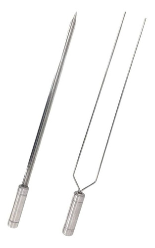 Espetos Para Churrasco Inox Duplo E Espada Lâmina 40cm