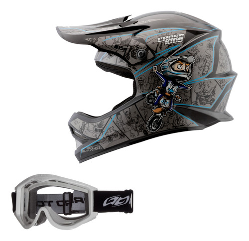 Capacete De Trilha Motocross Off Road + Oculos 788 Infantil