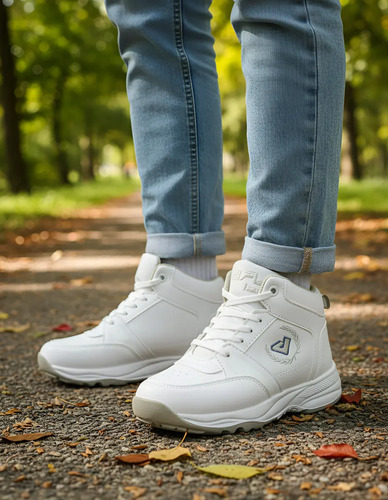 Tenis Blanco Bota Niño Escolar Niña Resistente Agujeta  | Meses sin interés