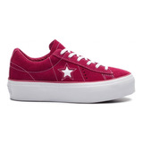 Zapatillas Converse One Star Bordo Plataforma Cuero Descarne