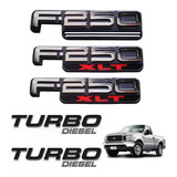 Kit Emblemas F-250 Xlt Turbo Diesel Laterais Traseiro Brinde