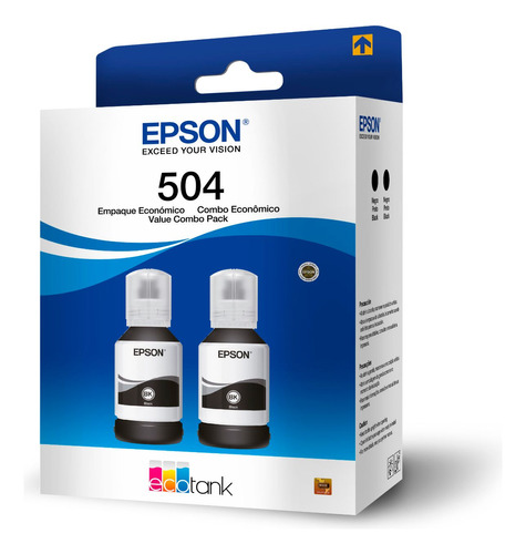 Epson Paquete 2 Tintas Color Negro Ecotank, Código T504120-2