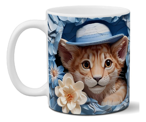 Taza De Cerámica Tigre Efecto 3 D Importada Calidad Premium