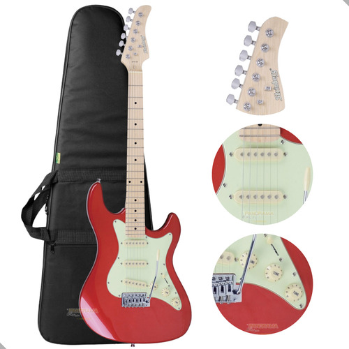Guitarra Stratocaster Strinberg Sts100 Profissional + Capa Cor Metallic Wine Red Material Do Diapasão Bordo Orientação Da Mão Destro
