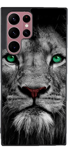 Funda Para Galaxy Leon Ojos Verdes Blanco Y Negro Animales