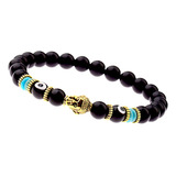 Pulsera Onix Ojo Turco Y Buda Chakras Suerte Y Proteccion