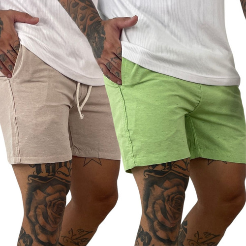 Kit 2 Short Masculino Mauricinho Bermuda Casual Moda Praia