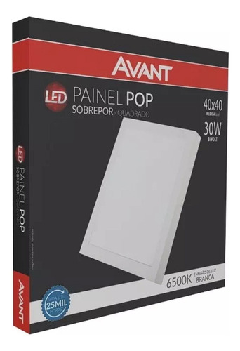 Painel Led Sobrepor Quadrado Slim 30w Branco Frio Avant 110v/220v