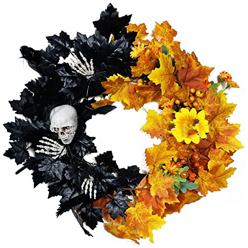 Corona Calavera Y Rosas Negras Para Halloween