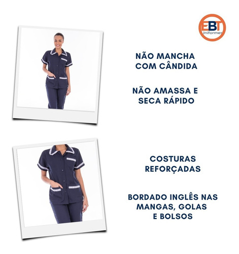 Kit Com 2 Conjuntos De Copeira, Faxineira, Doméstica, Babá