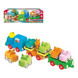 Brinquedo Trenzinho Trem Baby Educativo Animal 7 Peças