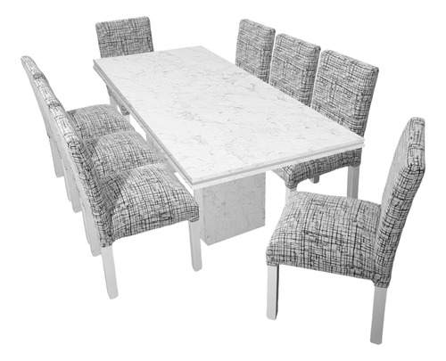 Juego Comedor Mesa Tr 200x90+ 8 Sillas Chenille