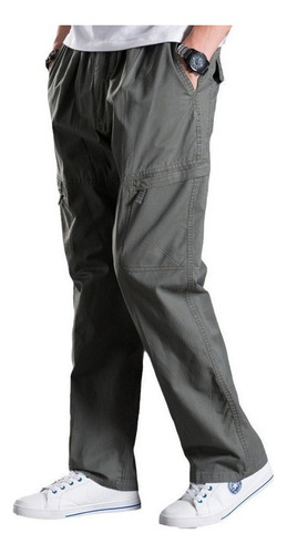 Pantalón Cargo Hombre Talla Grande Multibolsillos