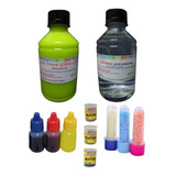 Kit Para Slime Premium Cola Neon Amarela + Ativador +glitter