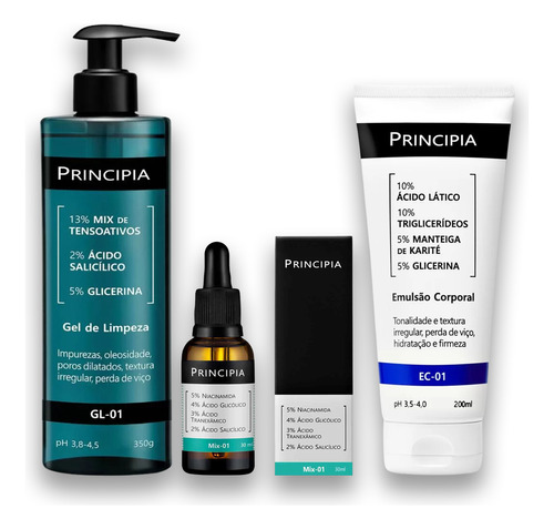 Trio Principia Kit Gel Limpeza +ácido Salicílico+ Glicerina