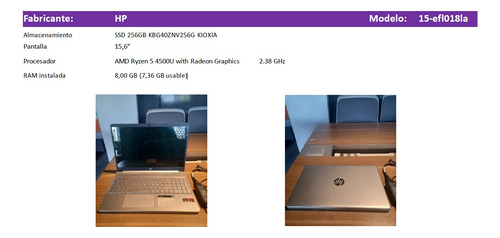 Laptop Hp Modelo:15-efl018la