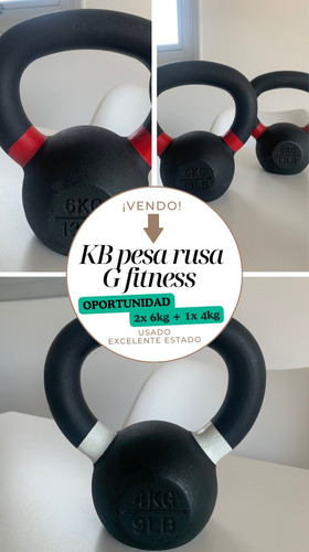 Pesa Rusa Kettlebell 2x 6kg + 1x 4kg