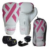 Luva Boxe Muay Thai Feminino + Bandagem + Bucal 