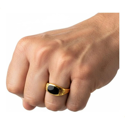 Anillo De Hombre Saul Pequeño Ajustable Chapado En Piedra .