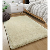 Alfombra Peluda Beige Livebox Para Dormitorio