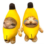 A Kit 2 Gatinhos Gato Banana Chaveiro De Pelúcia Kawaii