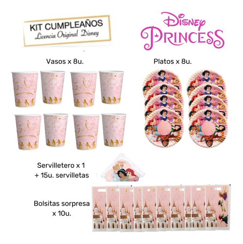Kit Decoracion Mesa Infantil Cumpleaños Disney Lic Original 