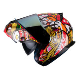 Casco Amatista Maneki Neko Rojo Naranja Brillo