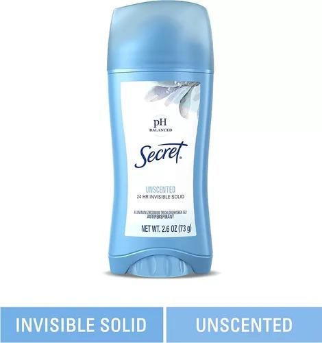 Desodorante Secret Unscented 73g  Pack C/2