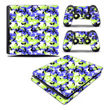 Skin Ps4 Slim Adesivo Película Playstation 4 Camo Blue Green