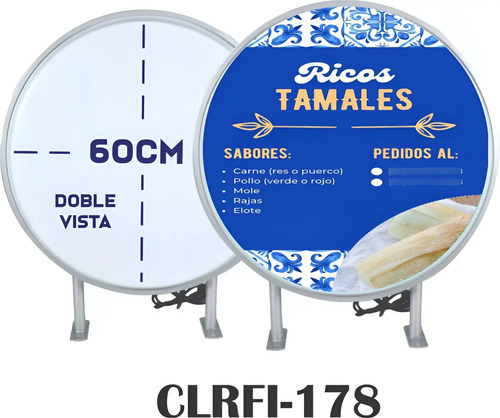 Caja De Luz Redonda 60cm Doble Cara Tamales Y Comida Mexican