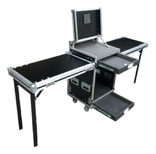 Case Rack 12u + 2 Gavetas Com Tampa Para Monitor E Rodas