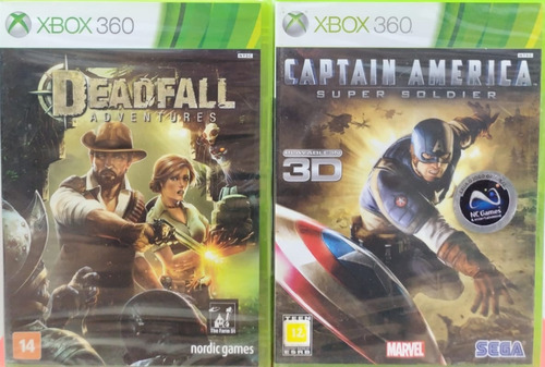 Jogos Xbox 360: Deadfall Adventures + Captain America Novos