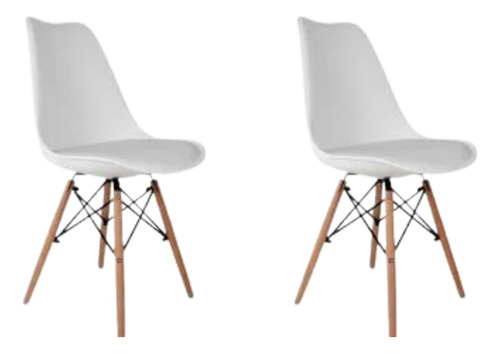 Cadeira De Jantar Eames Estofada Cor Preto Branco 2 Un