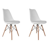 Cadeira De Jantar Eames Estofada Cor Preto Branco 2 Un